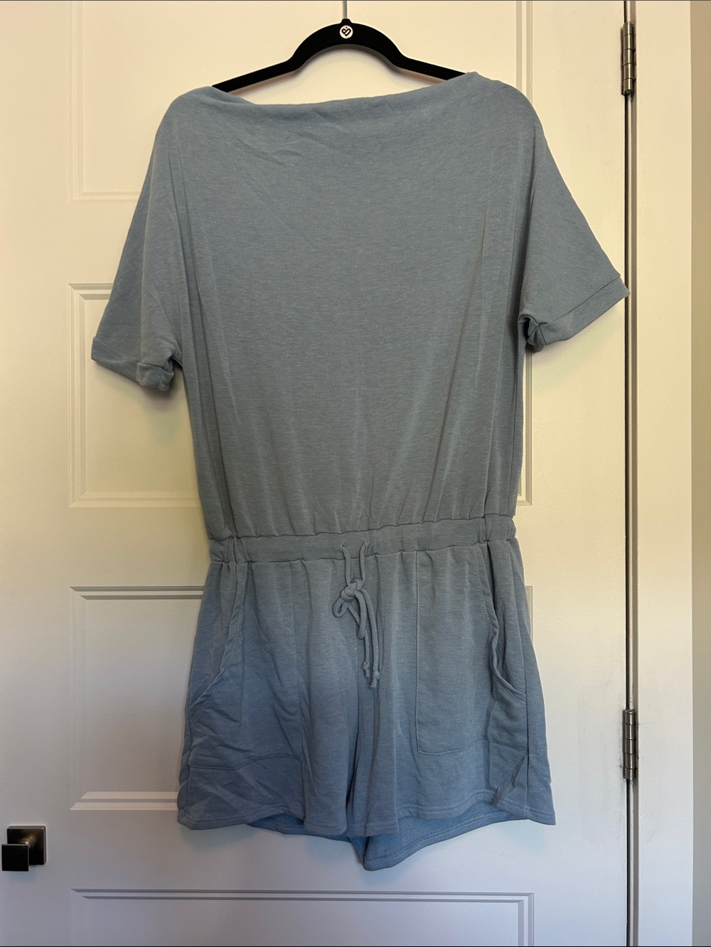 Light Blue One-Piece Romper with Drawstring